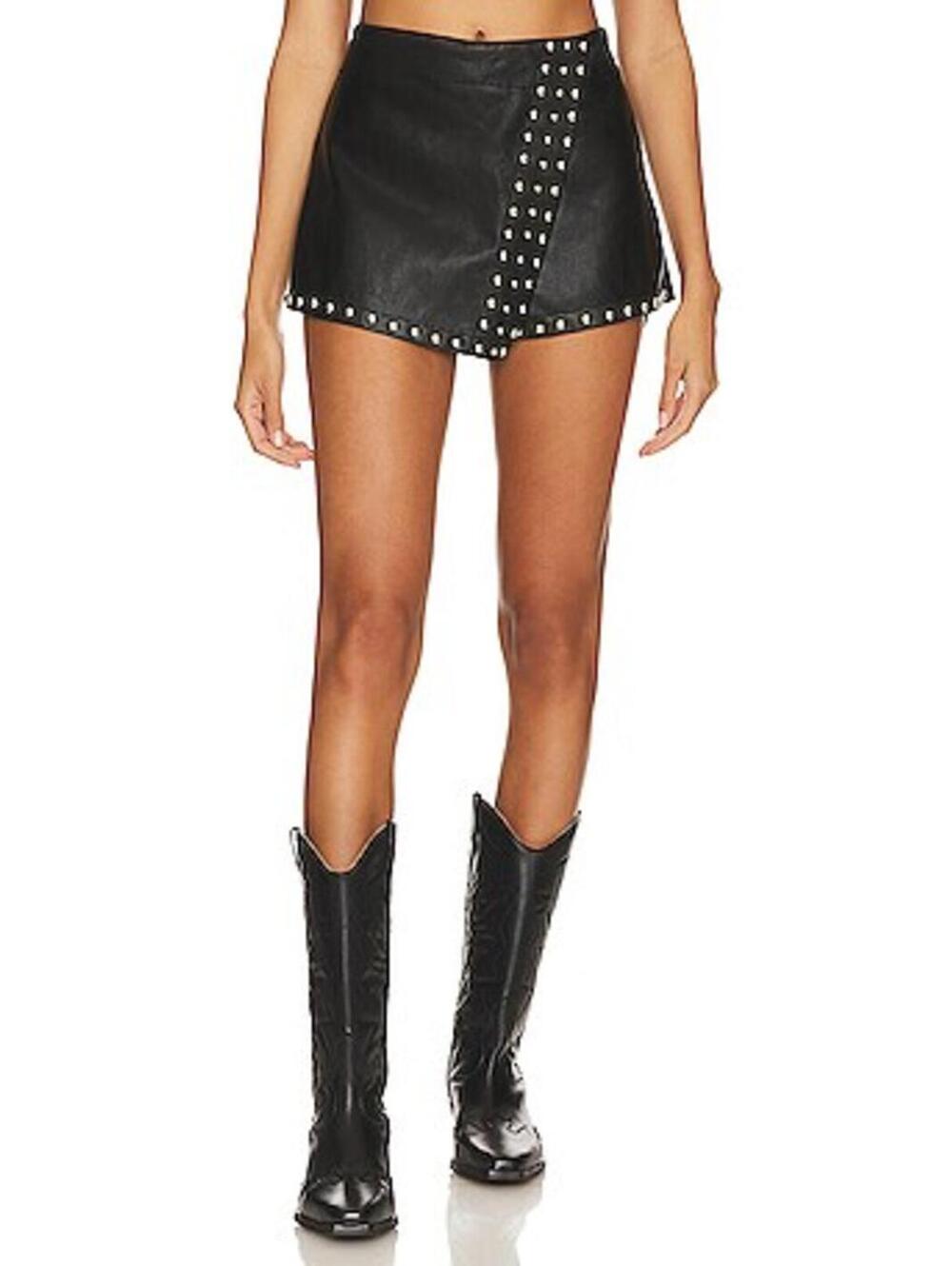 FREE PEOPLE Studded Emmy Mini Skort in Black